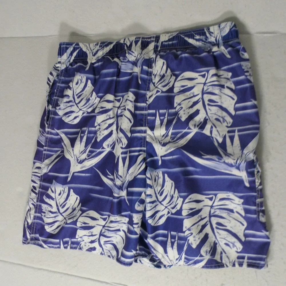 Newport Blue Mens Swim Trunks XL Blue Ombre Tropical Floral Board Shorts Coastal